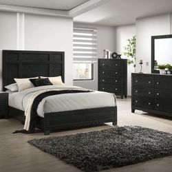 Black Queen Bedroom Set - With Marble Top Design 