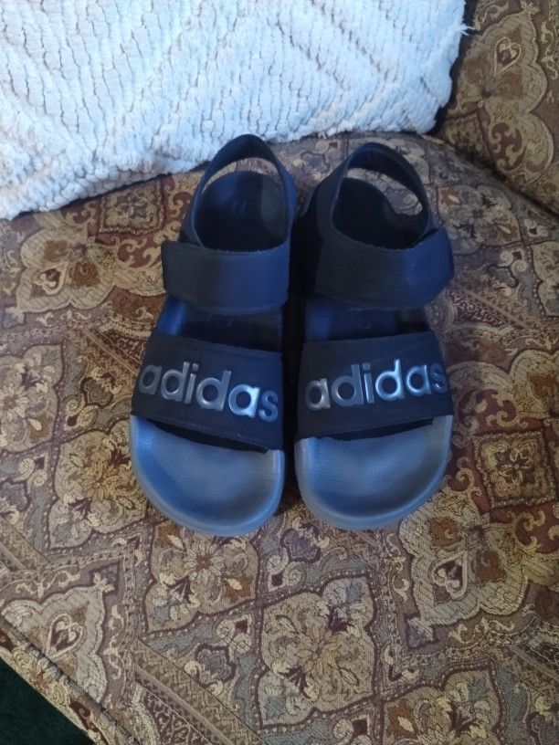Adidas Black Sandals with Silver Logo