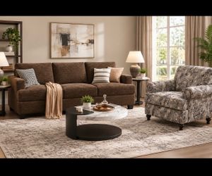 3 Seater Sofa Couch with Classic Paisley Flora Chenille Accent Rolled Arm Chair with Thick Chusion for Living Room Club Chairs