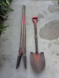Shovel and hole post digger garden tools - excavation fence tool & pala