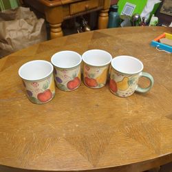 Set Of Four Fruit Coffee Cups