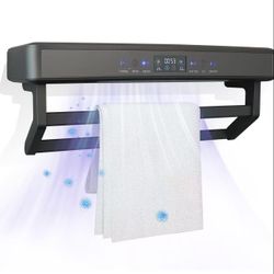 Electric Towel Warmer Rack with Touch Screen, Wall Mounted Energy-Saving Towel Warmer Rack for Bathroom, Spa, Hotels, Grey  $40 