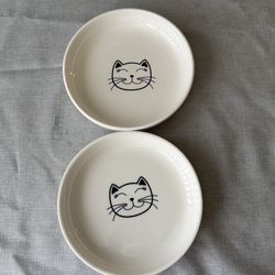 White cat bowls