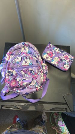 Vera Bradley Purple Paisley Mini Backpack and Wallet  Set