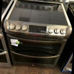 LG Double Oven Range Black Stainless GO
