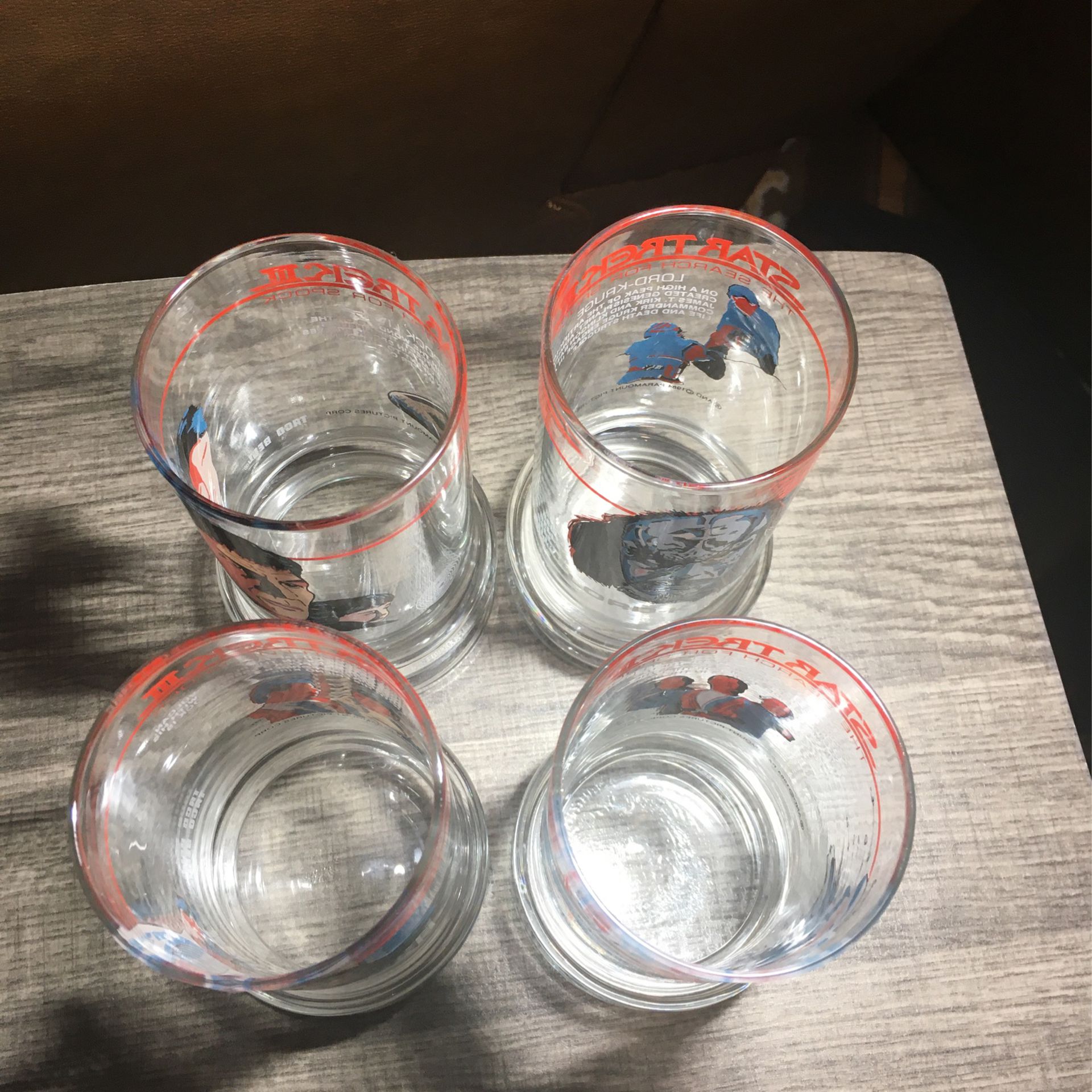 Paramount Pictures Corp. ~ 1984  Vintage Taco Bell Star Trek III ~ The Search For Spock Complete Set Of 4 Drinking Glasses 