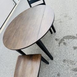 Maxwell Solid Wood Drop-Leaf Dining Table and 2 Chairs