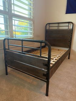 Pottery Barn Retro Wood and Metal Bed