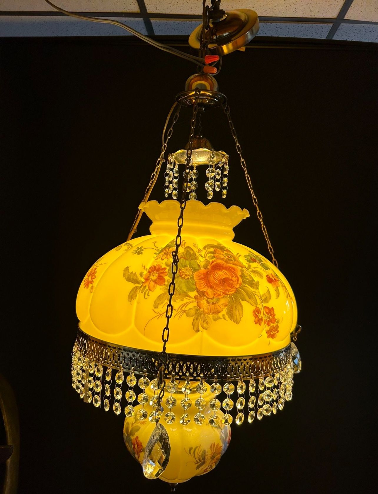 Victorian Style Electrified Hanging Lamp