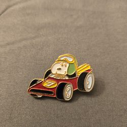 Snoopy Race Car Brooch 