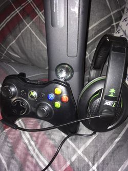 Xbox 360 with controller and turtle beach headset