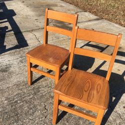 2 Kids solid wood chairs-14 to seat x 27t x13 w