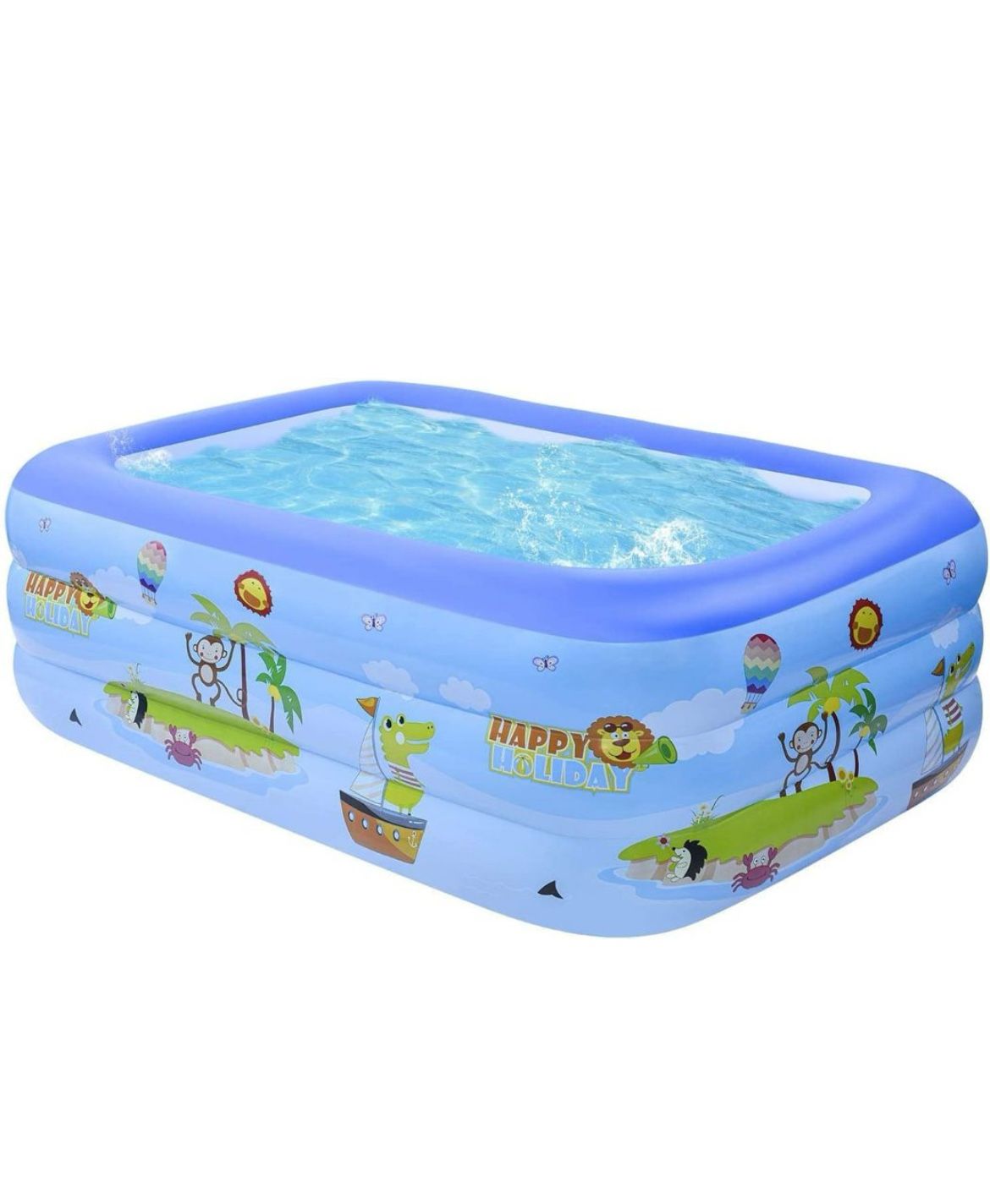 TINKLE WELL Inflatable Swimming Kiddie Pool 98" X 67" X 21" Ocean World Blue.