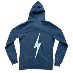 Aviator Nation Lightning Bolt Zip Up Hoodie Charcoal Size Large Made In USA