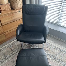 Black Leather Recliner With Ottoman
