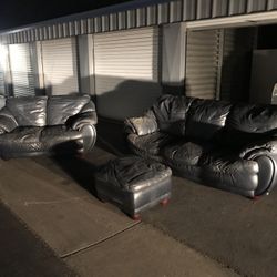 FREE Leather Set Of Couchs With Foot Stool FREE