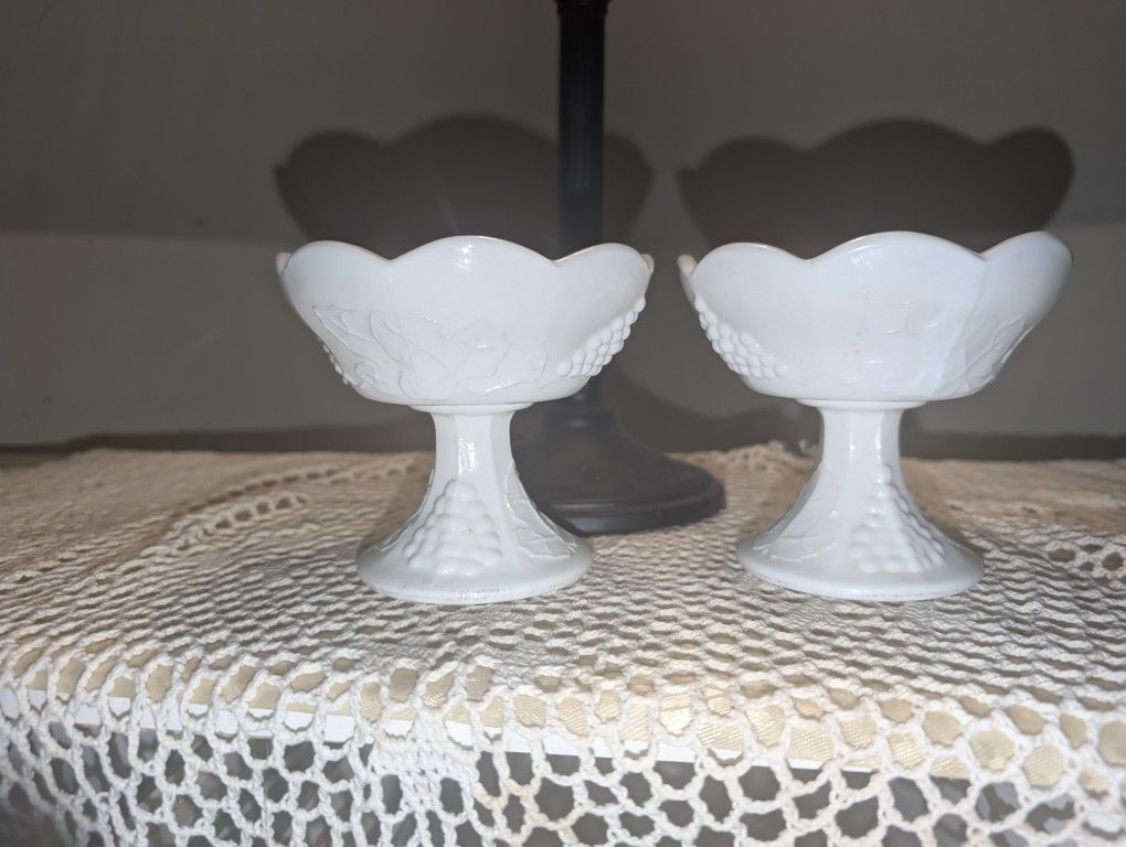 Vintage Milk Glass Footed Candle Holders