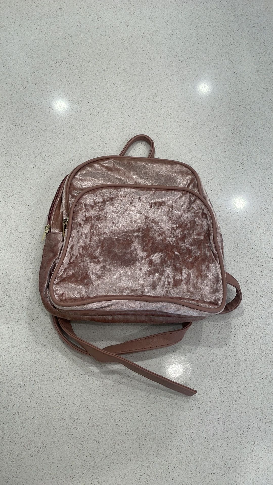 Pink Velvet Backpack