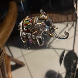 Spun glass, lucky, elephant, gold accent with Jules hanging