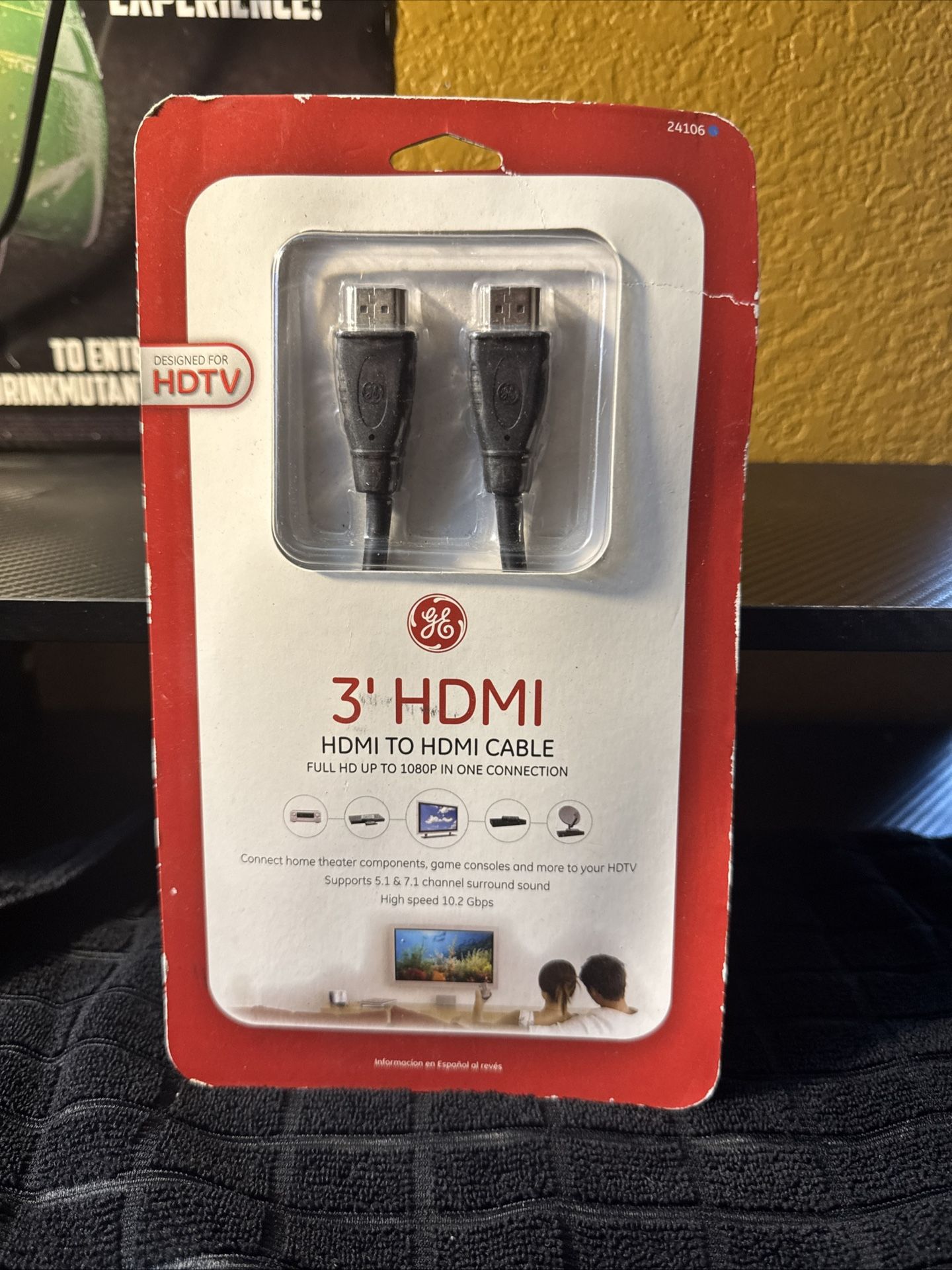 GE High Speed 3 foot ft HDMI to HDMI Cable