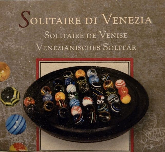 Coffee Table Art, Solitaire Di Venezia, Solitaire Marble Game, Hand Blown Marbles, Ebony Board, Fun Game, Great Gift for Any Age