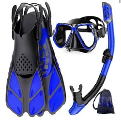 New Mask Fins Snorkel Set, Snorkeling Gear for Adults, Adjustable, Size S/M 6-8.5