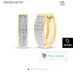 Men's Two-Row Diamond Huggie Hoop Earrings 1/3 ct tw 10K Yellow Gold