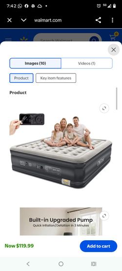 18" OhGeni Queen Air Mattress with Built-in Pump