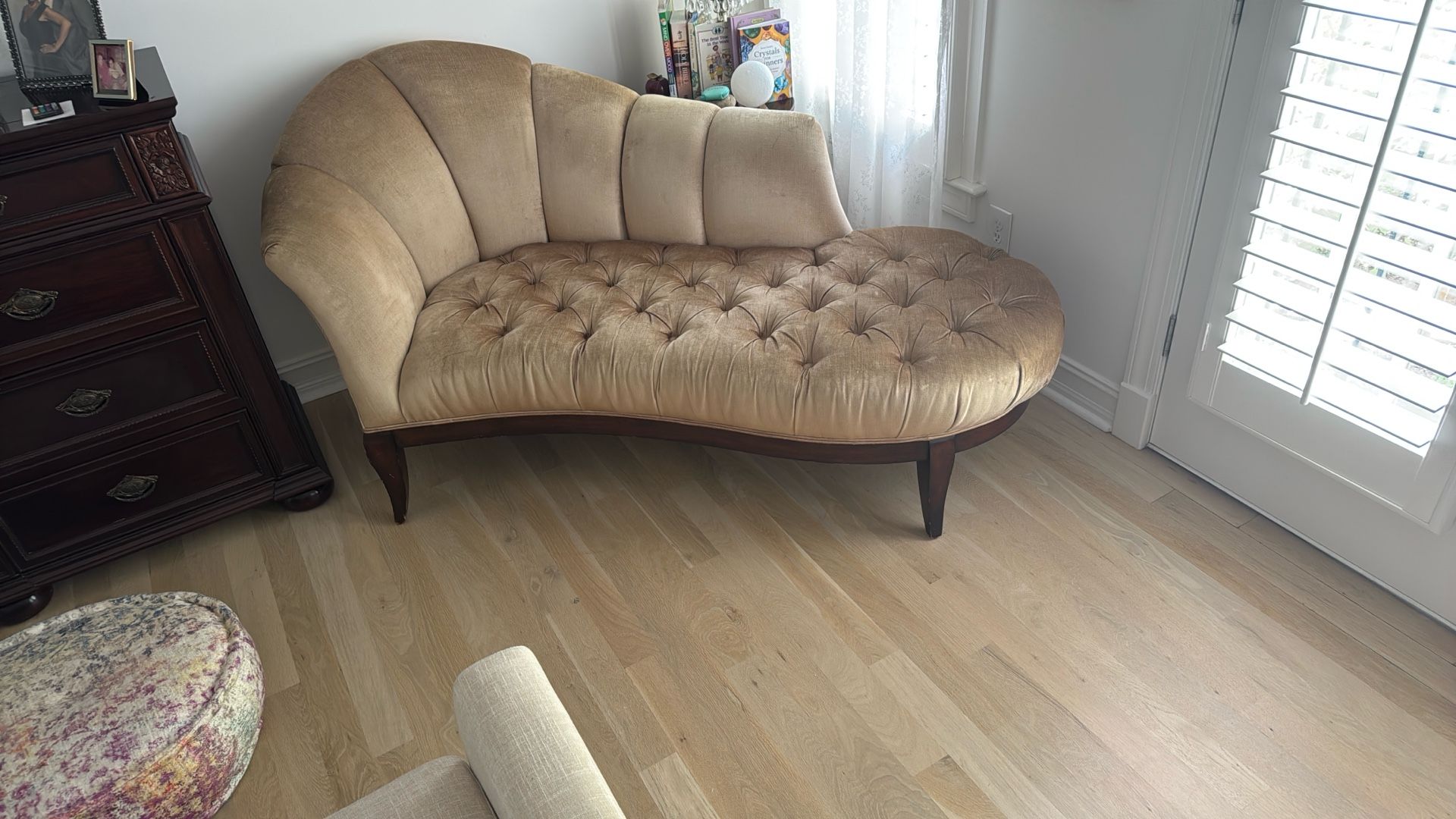 Gold Tufted Velvet Chaise Lounge
