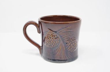 Rustic Lodge Cabin Decor PINECONE Embossed Big Sky Carvers Mug Pine Cones Mug Set Of 4
