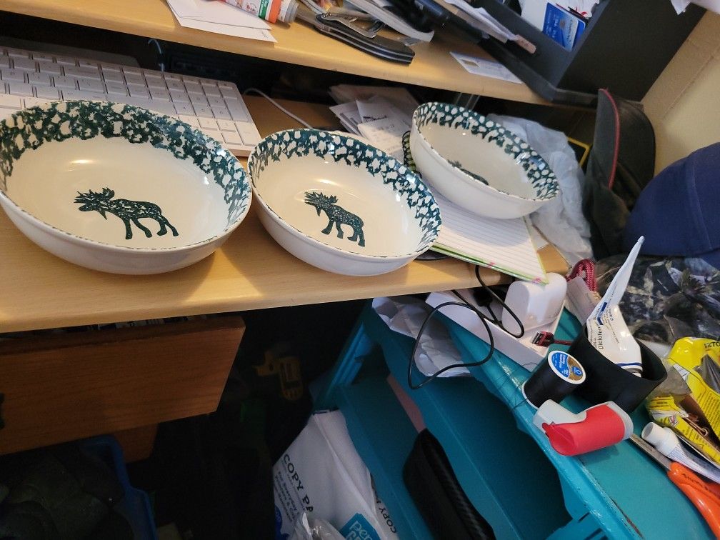 Folk Craft Moose Country Cereal Bowls 7 Count