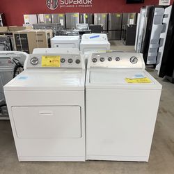 WHIRLPOOL PREOWNED TOP LOAD WASHER, AND DRYER