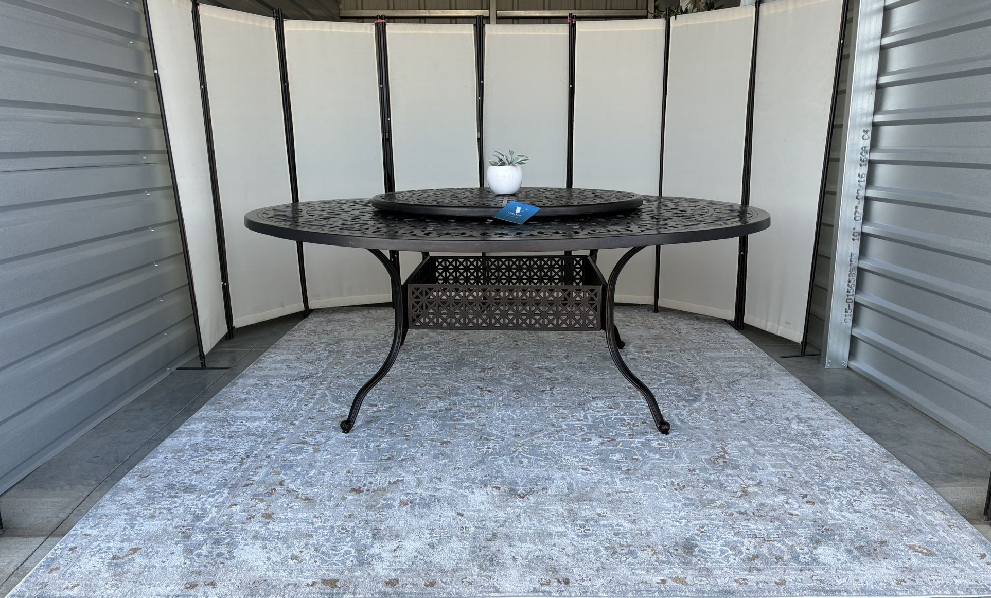 Outdoor Dining Table With Lazy Susan  78”