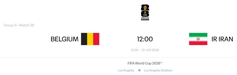 1 ticket - World Cup - Belgium vs Iran - Match 39 - June 21, 2026