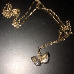 Gold Butterfly Necklace 10k