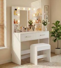White Vanity w/ Stool