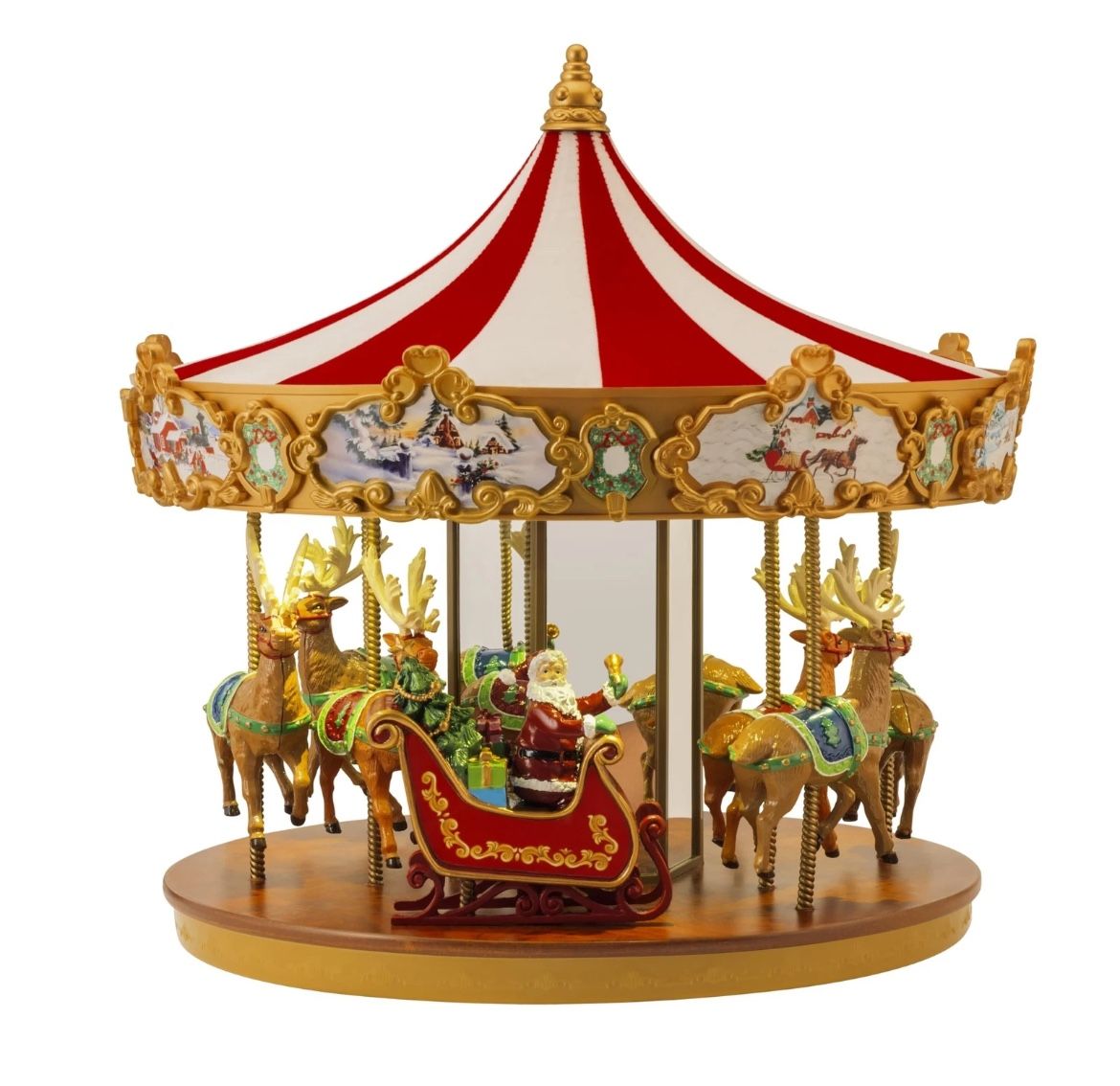 Mr Christmas Very Merry Carousel Santa Reindeer Plays 25 Songs LED Lights Motion