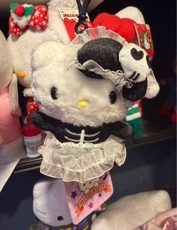 Hello Kitty Skeleton Halloween Plush Keychain