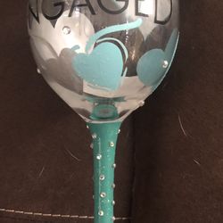 NEW LOLITA "HAPPILY ENGAGED" -- HANDPAINTED WINE GLASS