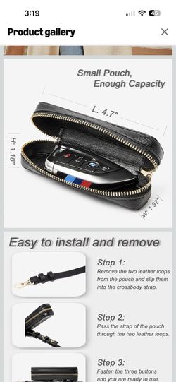 Leather crossbody phone carrier with extra zippered pouch