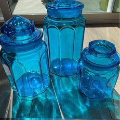 Antique glass apothecary jar set