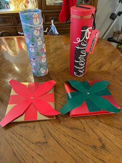 2 Pop Up Christmas Boxes and 2 Cylindrical Gift Boxes