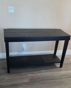 Black Wood Console Table with Bottom Shelf