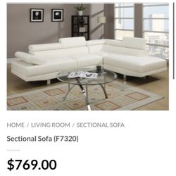 White Faux Leather Sectional Sofa 