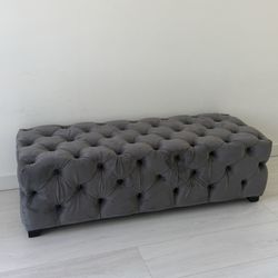  Gray Velvet Ottoman