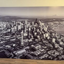 Black/White Picture Of Seattle On Metal