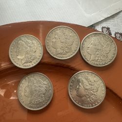 Lot Of Five Morgan Silver Dollars