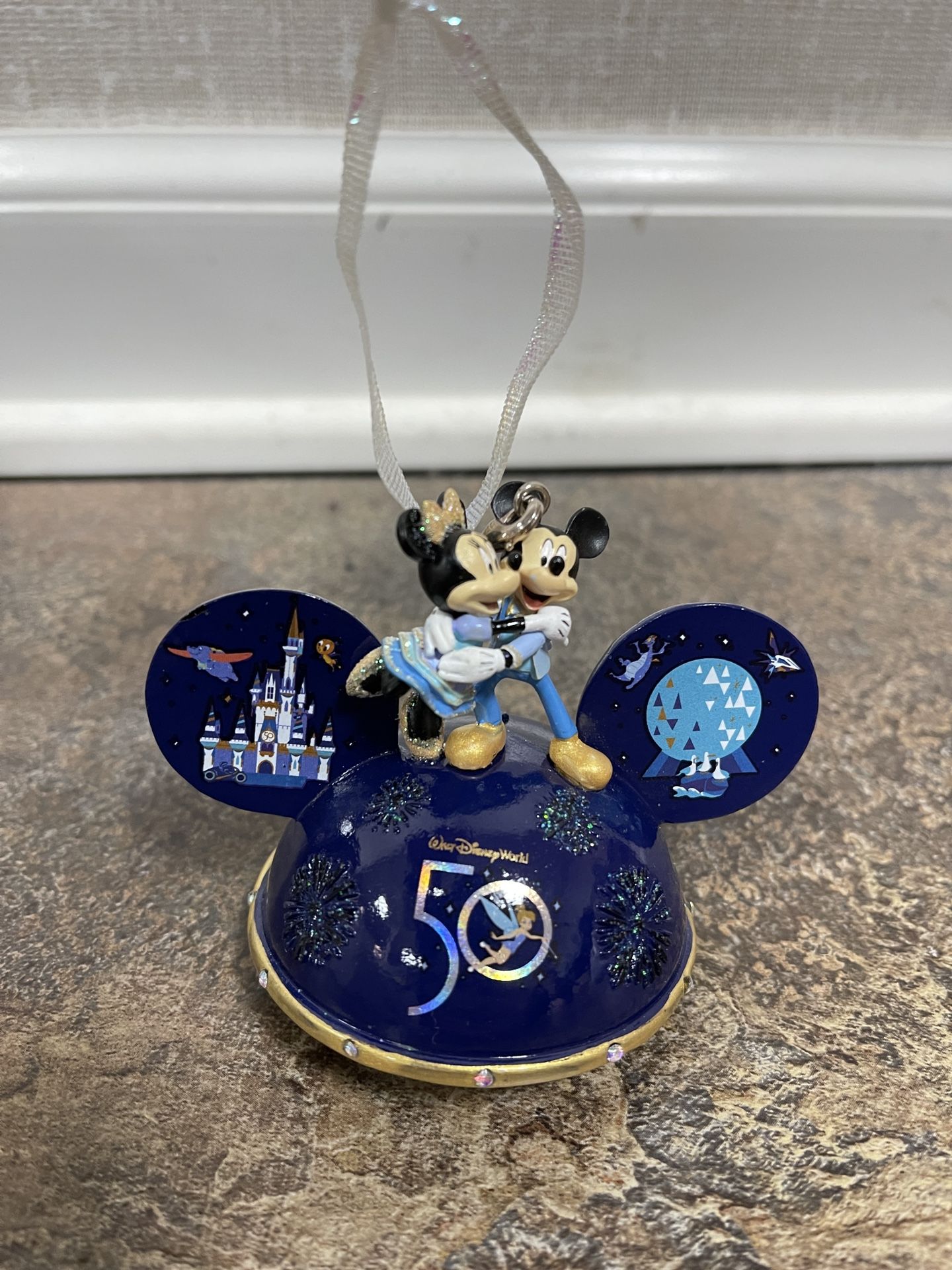 NEW Disney World 50th Anniversary Ornament Mickey Minnie Ears Hat