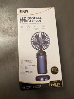 LED Digital Display Portable Fan - Blue