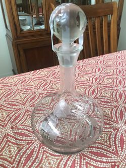Etched glass decanter